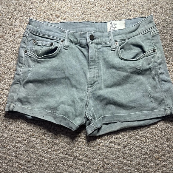 One Teaspoon Pants - Comic Blue Love Green Distressed Denim Jeans Shorts Size 29